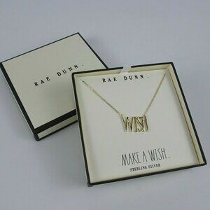 New Rae Dunn "WISH" Necklace 14K Gold Plated